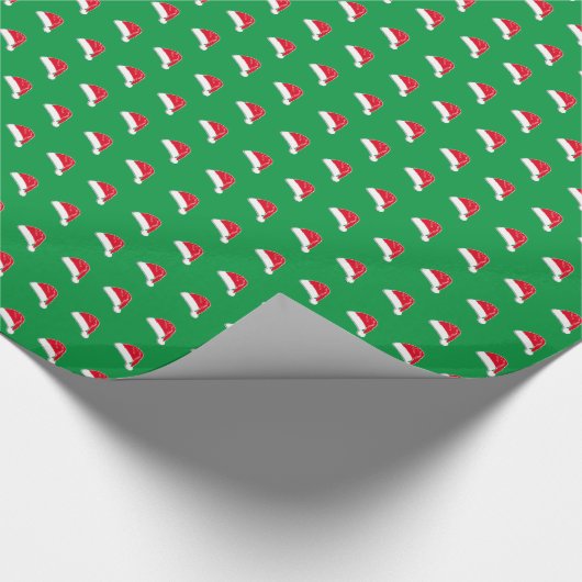 Schattige rood groen wit  kerstmuts cadeaupapier (Hoek)