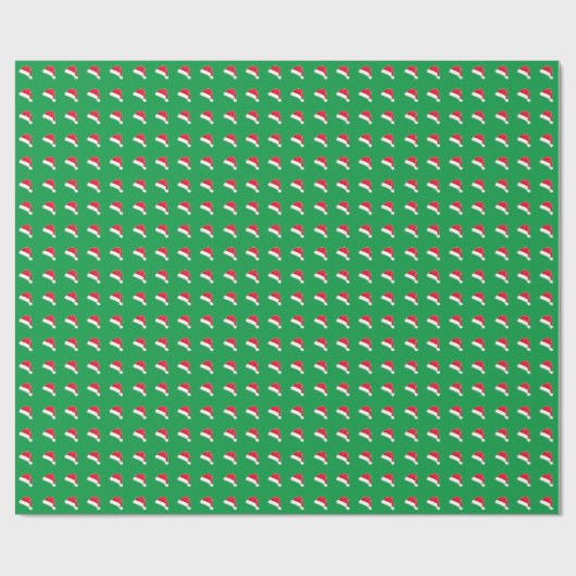 Schattige rood groen wit  kerstmuts cadeaupapier (Vlak)