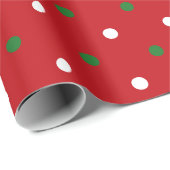 Schattige rood groen wit polka dots modern Christm Cadeaupapier (Rol Hoek)