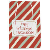 Schattige Rood, Groen, Wit Snoep Streep Kerstmisna Medium Cadeauzakje (Voorkant)