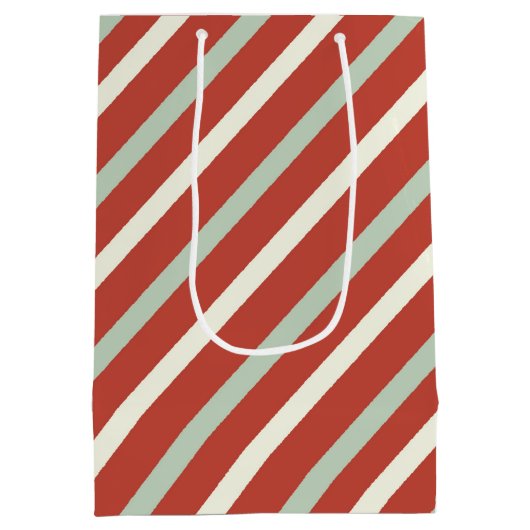 Schattige Rood, Groen, Wit Snoep Streep Kerstmisna Medium Cadeauzakje (Achterkant)