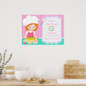 Schattige Rood Haar Meisje Bakken Verjaardag Poster (Keuken)