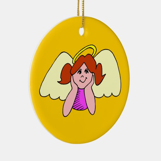 Schattige Rood Haar Meisje Kerst Engel Keramisch Ornament (Rechts)