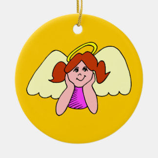 Schattige Rood Haar Meisje Kerst Engel Keramisch Ornament