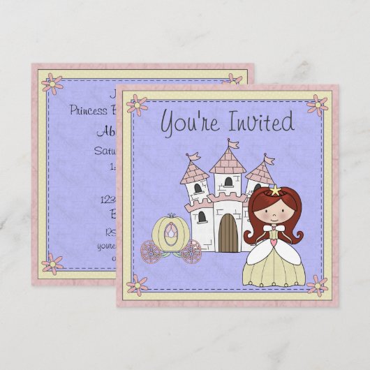 Schattige rood haar prinses sprookje verjaardagsui kaart (Voorkant / Achterkant)