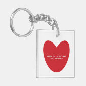Schattige rood hart aangepaste foto tekst Valentij Sleutelhanger (Voorkant Links)