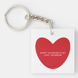 Schattige rood hart aangepaste foto tekst Valentij Sleutelhanger