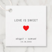 Schattige rood hart eenvoudige moderne bruiloft bedankjes labels (Voorkant)