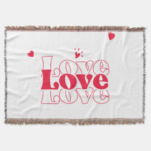 Schattige Rood Hart Liefde Typografie Grafisch Ont Deken