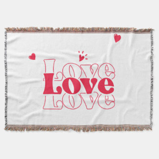 Schattige Rood Hart Liefde Typografie Grafisch Ont Deken