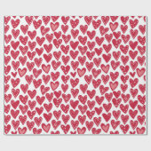 Schattige rood hart Valentijn patroon Cadeaupapier (Vlak)