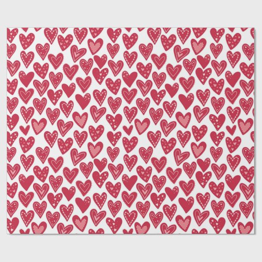 Schattige rood hart Valentijn patroon Cadeaupapier (Vlak)