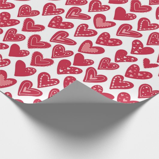 Schattige rood hart Valentijn patroon Cadeaupapier (Hoek)