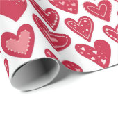 Schattige rood hart Valentijn patroon Cadeaupapier (Rol Hoek)