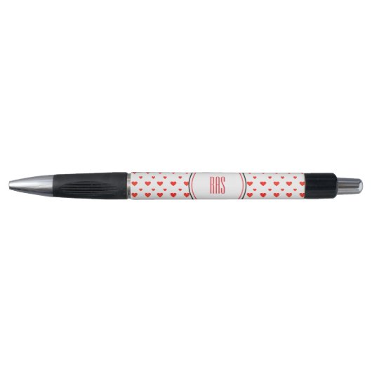 Schattige rood hartpatroon Valentijnsdag monogram Pen (Voorkant)