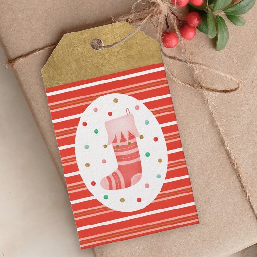 Schattige rood kerstcadeau Label Cadeaulabel