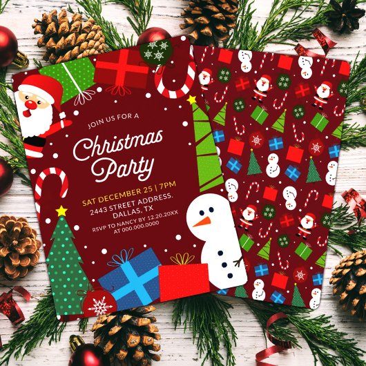 Schattige rood kerstfeest Santa & Sneeuwman Kaart