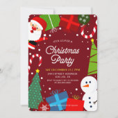 Schattige rood kerstfeest Santa & Sneeuwman Kaart (Voorkant)