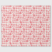 Schattige rood kerstpatroon - feestelijk en leuk cadeaupapier (Vlak)