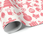 Schattige rood kerstpatroon - feestelijk en leuk cadeaupapier (Rol Hoek)