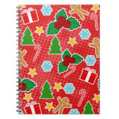 Schattige rood kerstpatroon Notitieboek (Voorkant)