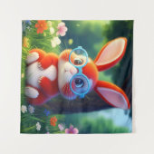 Schattige rood konijn zittend onder de boom-75767 wandkleed (Voorkant (horizontaal))