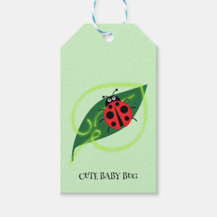Schattige Rood lieveheersbeestje Green Love Leaf g Cadeaulabel