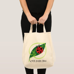 Schattige Rood lieveheersbeestje Green Love Leaf g Tote Bag