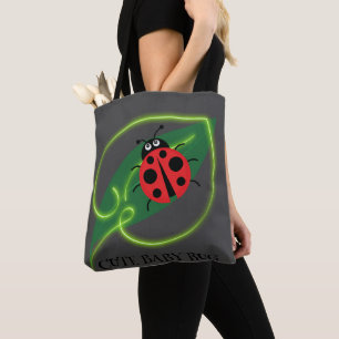 Schattige Rood lieveheersbeestje Green Love Leaf g Tote Bag