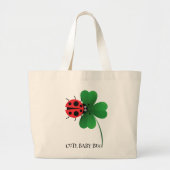 Schattige rood lieveheersbeestje op Lucky leaf Kin Grote Tote Bag (Voorkant)