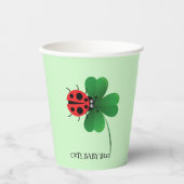 Schattige rood lieveheersbeestje op Lucky leaf Kin Papieren Bekers (Voorkant)