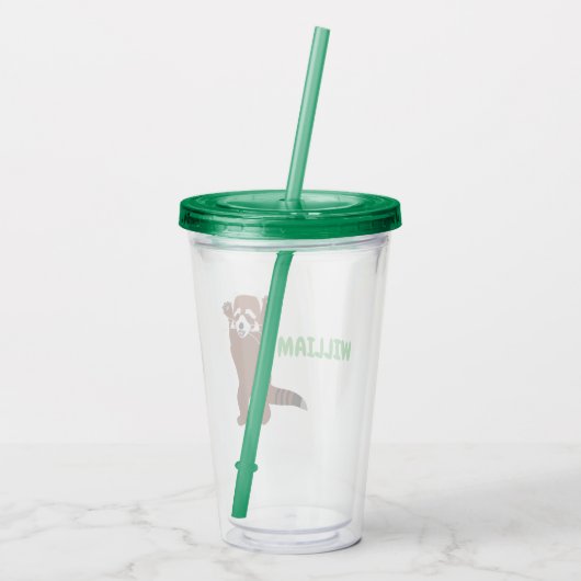Schattige rood panda aangepaste bericht gepersonal acryl drinkbeker (Achterkant)
