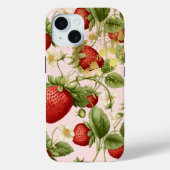 Schattige rood, pastelroze en gouden aardbeienfrui Case-Mate iPhone case (Achterkant)