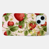 Schattige rood, pastelroze en gouden aardbeienfrui Case-Mate iPhone case (Achterkant (horizontaal))