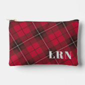 Schattige Rood Plaid Monogram of Initialen Etui (Voorkant)
