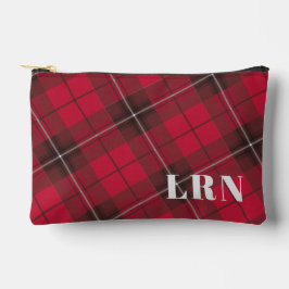 Schattige Rood Plaid Monogram of Initialen Etui