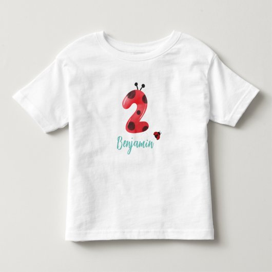 Schattige rood Polka dot Ladybug 2e Verjaardagsfee Kinder Shirts (Voorkant)
