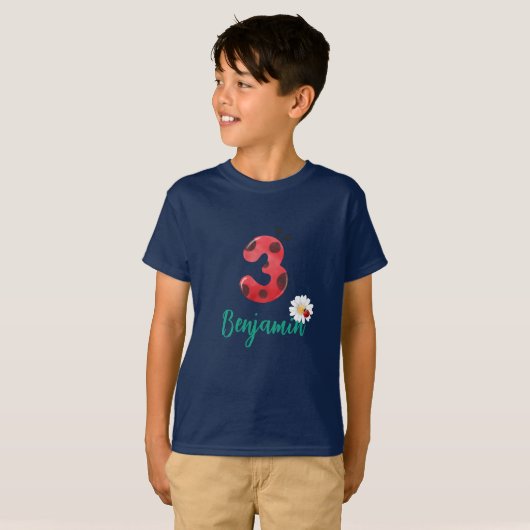 Schattige rood Polka dot Ladybug 3e Verjaardagsfee T-shirt (Voorkant volledig)