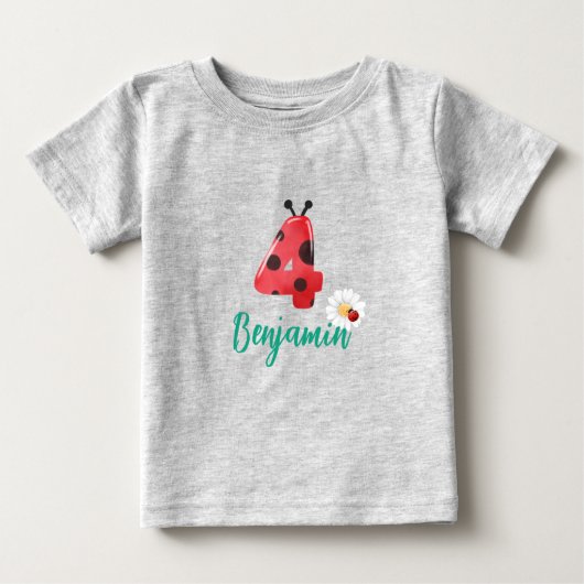 Schattige rood Polka dot Ladybug 4th Verjaardagsfe (Voorkant)