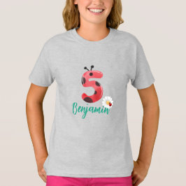 Schattige rood Polka dot Ladybug 5th Verjaardagsfe T-shirt