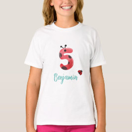 Schattige rood Polka dot Ladybug 5th Verjaardagsfe T-shirt