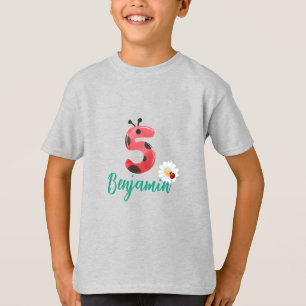 Schattige rood Polka dot Ladybug 5th Verjaardagsfe T-shirt