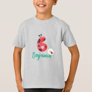 Schattige rood Polka dot Ladybug 6th Verjaardagsfe T-shirt