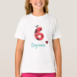 Schattige rood Polka dot Ladybug 6th Verjaardagsfe T-shirt