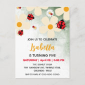 Schattige rood Polka dot Ladybug Daisy Flower Verj Briefkaart (Voorkant)