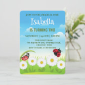 Schattige rood Polka dot Ladybug Daisy Flower Verj Kaart (Staand voorkant)