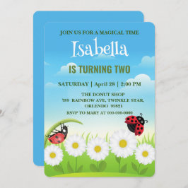 Schattige rood Polka dot Ladybug Daisy Flower Verj Kaart