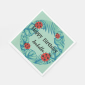 Schattige rood Polka dot Ladybug Oerwoud Leaves Bi Servet (Hoek)