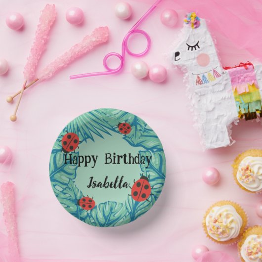 Schattige rood Polka dot Ladybug Oerwoud Verjaarda Papieren Kommen (Feest)