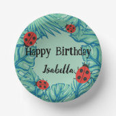 Schattige rood Polka dot Ladybug Oerwoud Verjaarda Papieren Kommen (Voorkant)